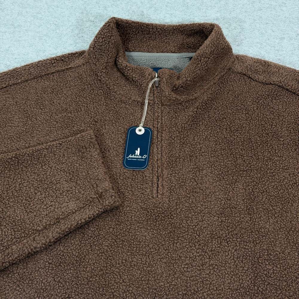 Johnnie-O Dion Sherpa 1/4 Zip Pullover Mens XXL Mushroom Brown Fleece NWT